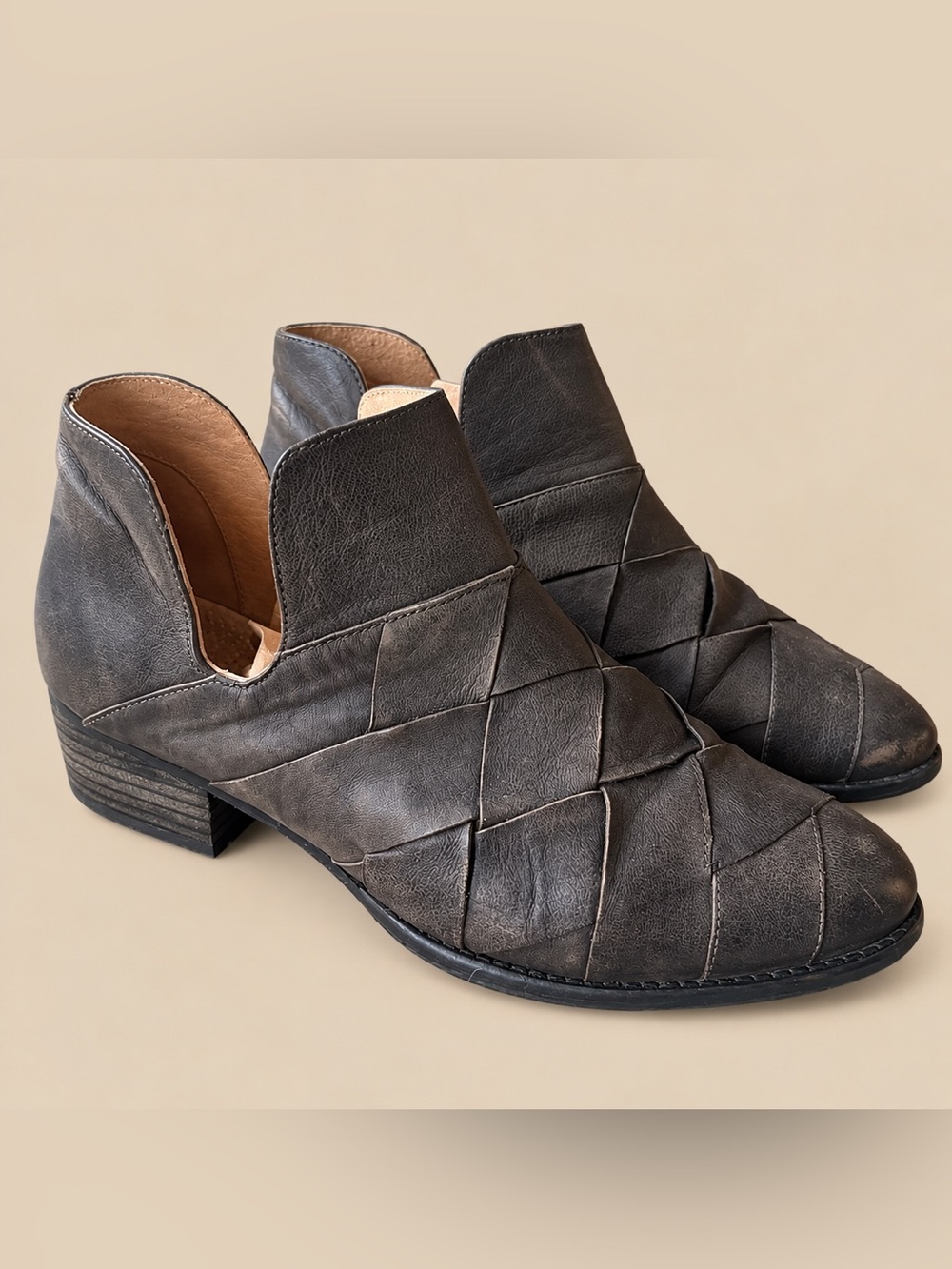 Seychelles Brown Leather Woven Bootie 9
